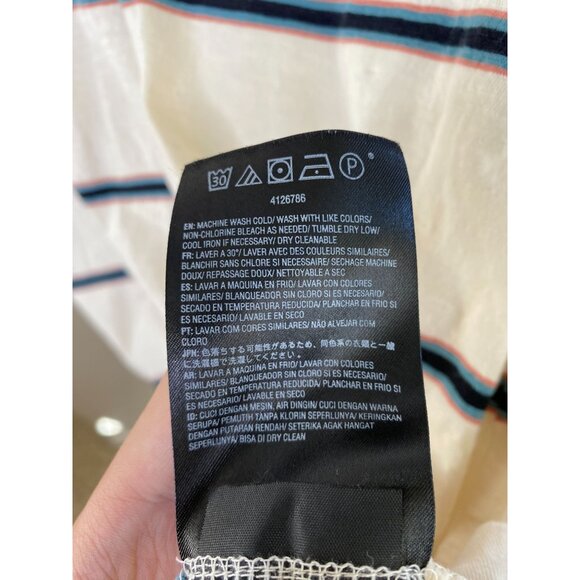 Volcom Modern Fit Striped Mens White T-Shirt Chest Pocket L Casual Cotton Cream - Picture 5 of 7